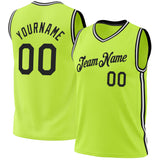 Custom Neon Green Black-White Authentic Throwback Basketball Jersey