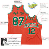 Custom Orange White Pinstripe Kelly Green Authentic Basketball Jersey