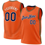 Custom Orange Navy Gold-White Authentic Throwback Basketball Jersey