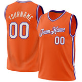 Custom Orange White-Purple Authentic Throwback Basketball Jersey