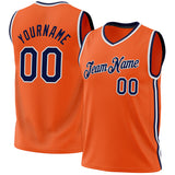 Custom Orange Navy-White Authentic Throwback Basketball Jersey