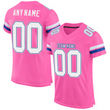 Custom Pink White-Royal Mesh Authentic Football Jersey