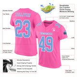 Custom Pink Light Blue-White Mesh Authentic Football Jersey