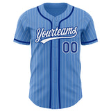 Custom Powder Blue White Pinstripe Royal Authentic Baseball Jersey