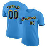 Custom Powder Blue Navy-Yellow Performance T-Shirt