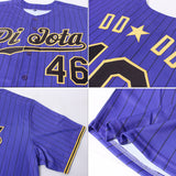 Custom Purple Black Pinstripe Black-Gold Authentic Baseball Jersey