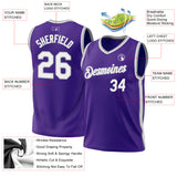 Custom Purple White-Gray Authentic Throwback Basketball Jersey