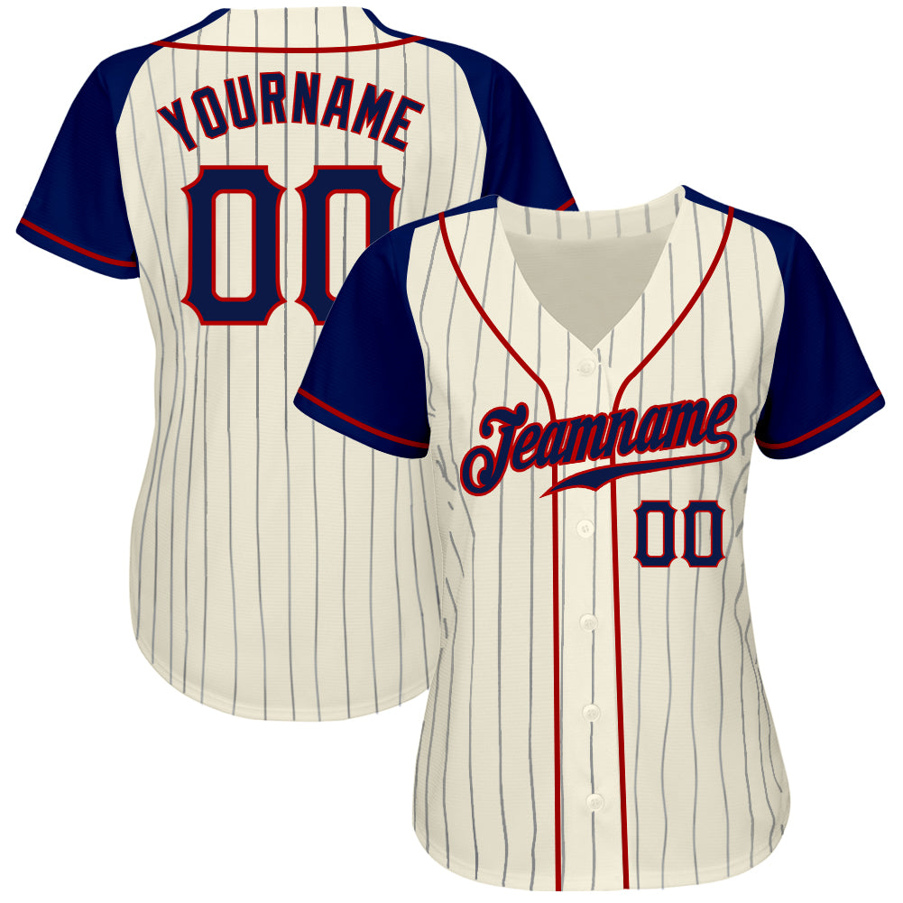 Custom Name Crimson White Pinstripe Navy Blue Baseball Jerseys