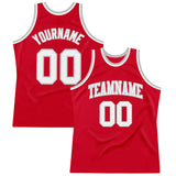 Custom Red White-Gray Authentic Throwback Basketball Jersey