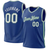 Custom Royal Kelly Green-Gray Authentic Throwback Basketball Jersey