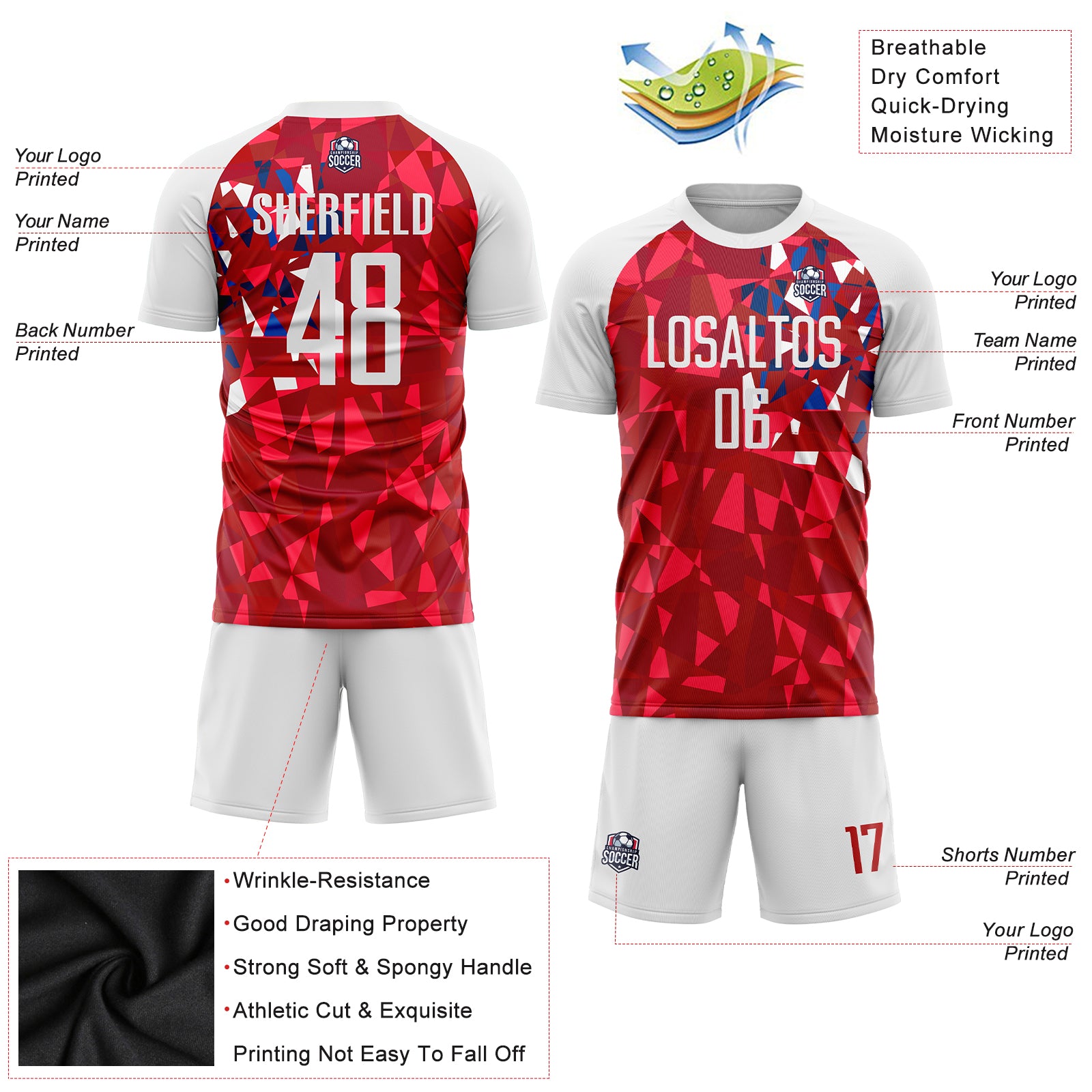 Custom White Red-Black Sublimation Soccer Uniform Jersey On Sale – FiitgShop