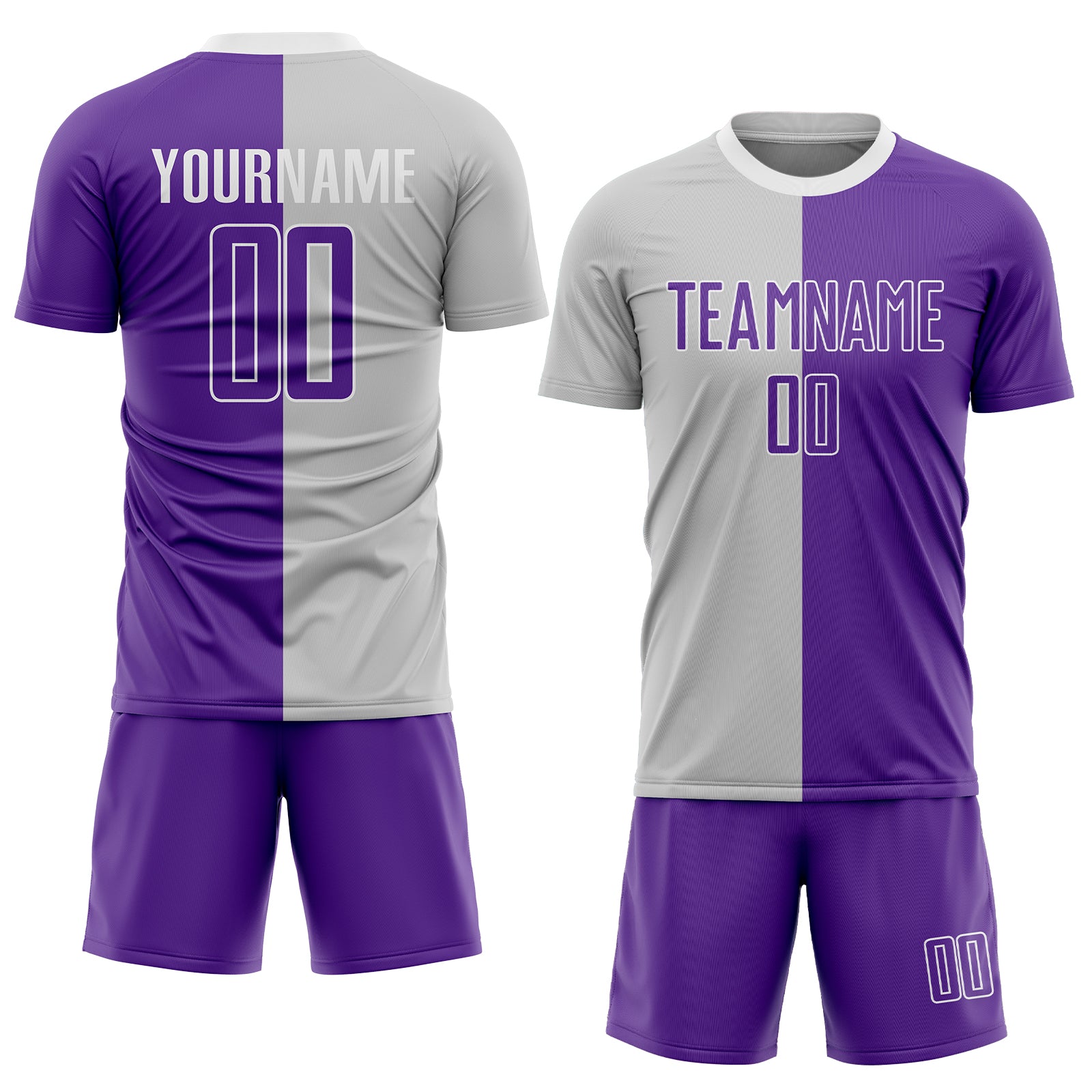 Cheap Custom Neon Green Purple-White Sublimation Soccer Uniform