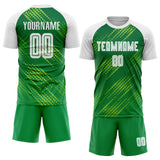 Custom Neon Green White-Kelly Green Sublimation Soccer Uniform Jersey