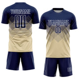 Custom Cream Navy-White Sublimation Soccer Uniform Jersey