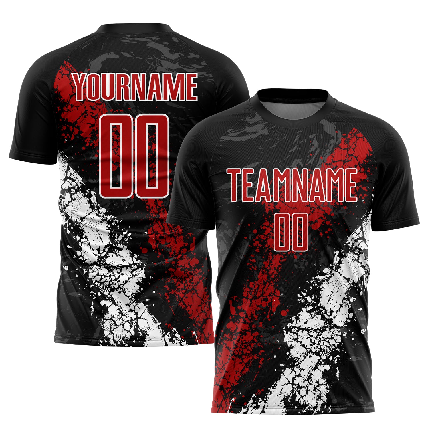 Custom Black Red White Sublimation Soccer Uniform Jersey