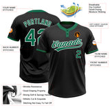 Custom Black Kelly Green-White Two-Button Unisex Softball Jersey