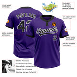 Custom Purple Black-White Two-Button Unisex Softball Jersey