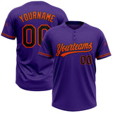 Custom Purple Black-Orange Two-Button Unisex Softball Jersey