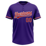 Custom Purple Red-White Two-Button Unisex Softball Jersey