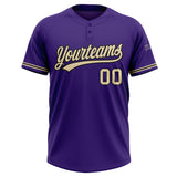 Custom Purple City Cream-Black Two-Button Unisex Softball Jersey