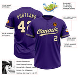 Custom Purple City Cream-Black Two-Button Unisex Softball Jersey