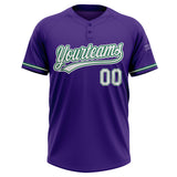 Custom Purple White-Kelly Green Two-Button Unisex Softball Jersey