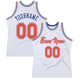 Custom White Orange-Royal Authentic Throwback Basketball Jersey