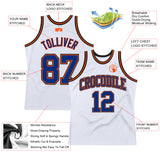 Custom White Royal Orange-Black Authentic Throwback Basketball Jersey