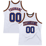 Custom White Royal Orange-Black Authentic Throwback Basketball Jersey