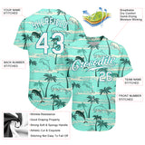 Custom Teal White-Teal 3D Pattern Design Hawaii Palm Trees Authentic Baseball Jersey