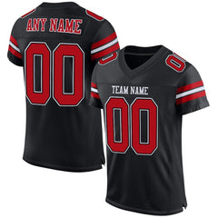 Custom Light Gray Red-Black Mesh Authentic Football Jersey Discount