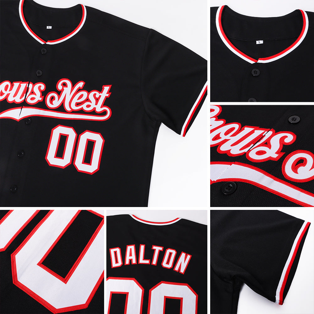 Design Team Baseball Red White Authentic Black Jersey On Sale – FiitgShop