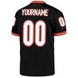 Custom Black White-Orange Mesh Authentic Throwback Football Jersey