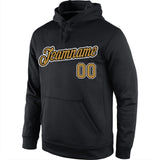 Custom Stitched Black Old Gold-White Sports Pullover Sweatshirt Hoodie