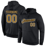 Custom Stitched Black Old Gold-White Sports Pullover Sweatshirt Hoodie