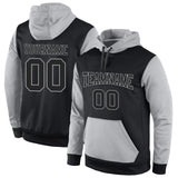 Custom Stitched Black Black-Gray Sports Pullover Sweatshirt Hoodie