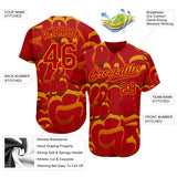 Custom Graffiti Pattern Red-Gold 3D Authentic Baseball Jersey