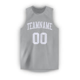 Custom Gray White Round Neck Basketball Jersey