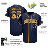 Custom Navy Gold-White Authentic Drift Fashion Baseball Jersey