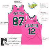 Custom Pink Green-White Authentic Throwback Basketball Jersey