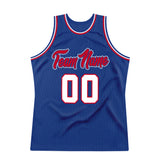 Custom Royal White-Red Authentic Throwback Basketball Jersey