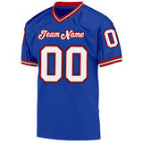 Custom Royal White-Red Mesh Authentic Throwback Football Jersey