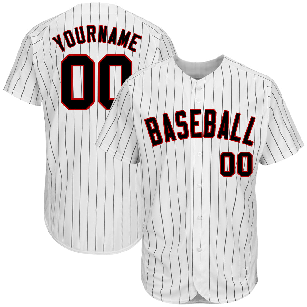 Creat Baseball Authentic White Black Strip Red Black Jersey – FiitgCustom