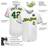 Custom White Green-Gold Authentic Baseball Jersey