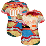 Custom White White-Orange 3D Pattern Design Flowers Authentic Baseball Jersey