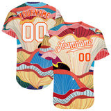 Custom White White-Orange 3D Pattern Design Flowers Authentic Baseball Jersey